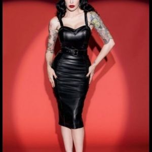 Deadly dames black faux leather dress